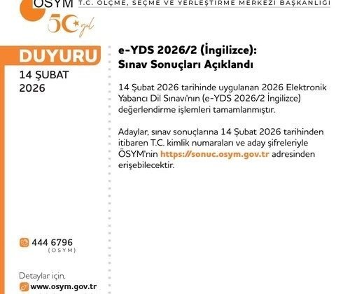 YDS 2026/2 sonuçları açıklandı