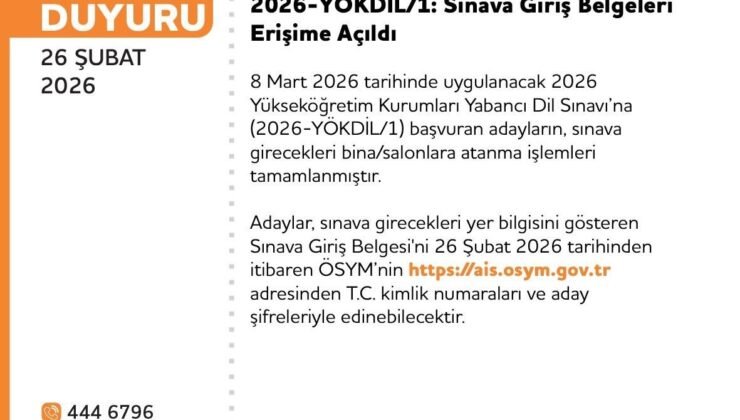 YÖKDİL’e giriş belgeleri erişime açıldı