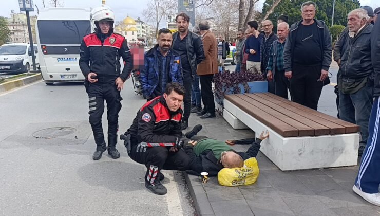 Yolun karşısına geçerken motosikletin çarptığı yaya yaralandı