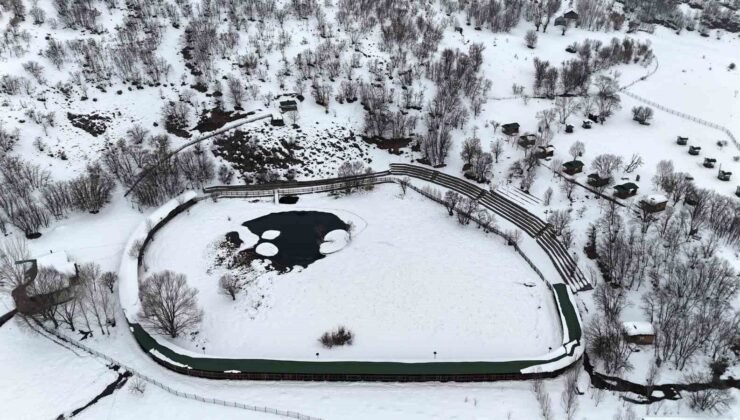 Yüzen Adalar karla kaplandı, beyaz örtü havadan görüntülendi