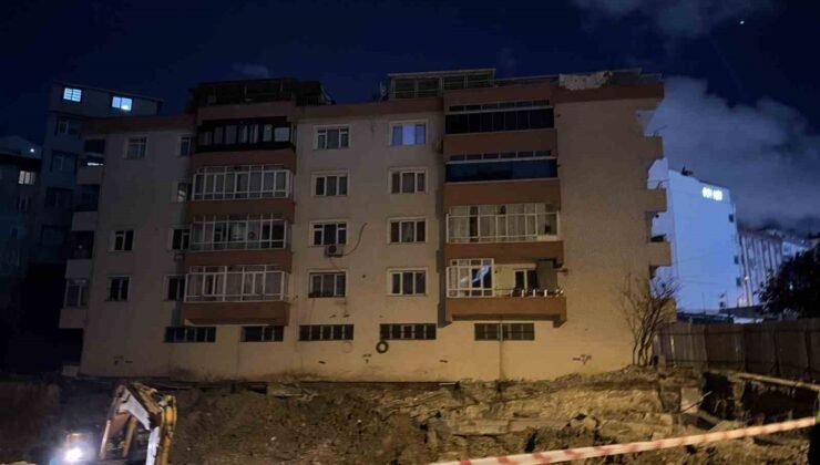 Bahçelievler’de inşaat çalışmasında zemininde boşluk oluşan 4 katlı bina mühürlendi