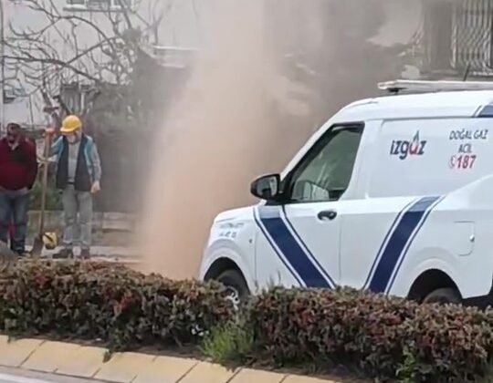 Derince’de delinen doğalgaz borusu mahalleliyi korkuttu