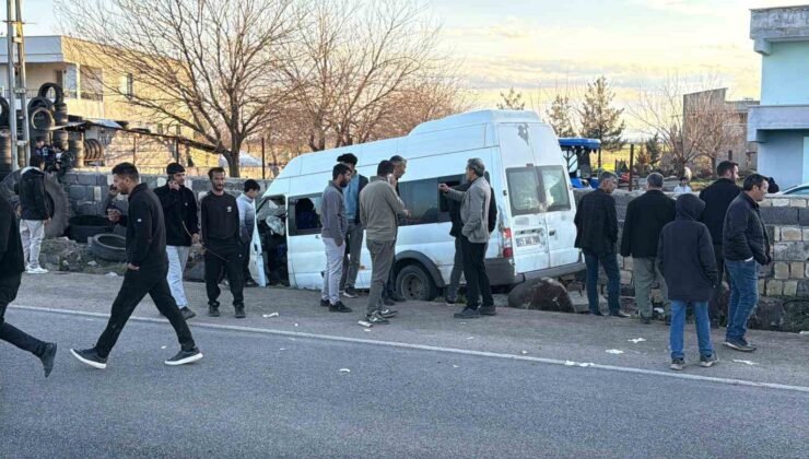 Diyarbakır’da işçi minibüsü duvara çarptı: 12 yaralı
