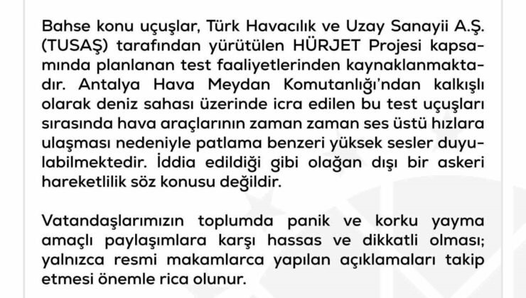 DMM’den “Antalya’da Türk F-16 savaş uçaklarının yoğun uçuş yaptığı” iddiasına yalanlama