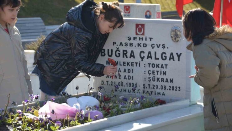 El ele verip şehitlikte temizlik yaptılar