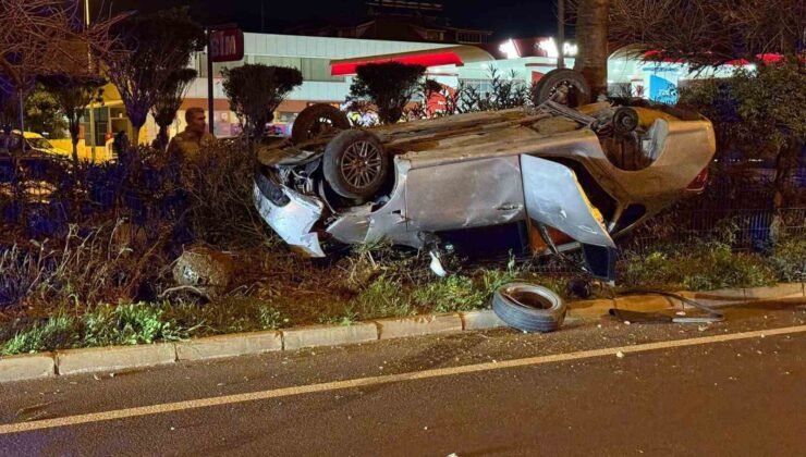 Gazipaşa’da takla atan otomobildeki 4 kişi yaralandı