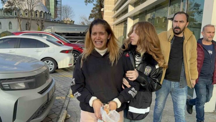Hırsızlık suçundan 60 kaydı bulunan 8 çocuk annesi kadın tutuklanınca ağlayarak cezaevine götürüldü