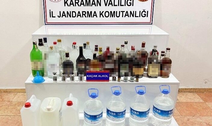 Karaman’da kaçak alkol ele geçirildi