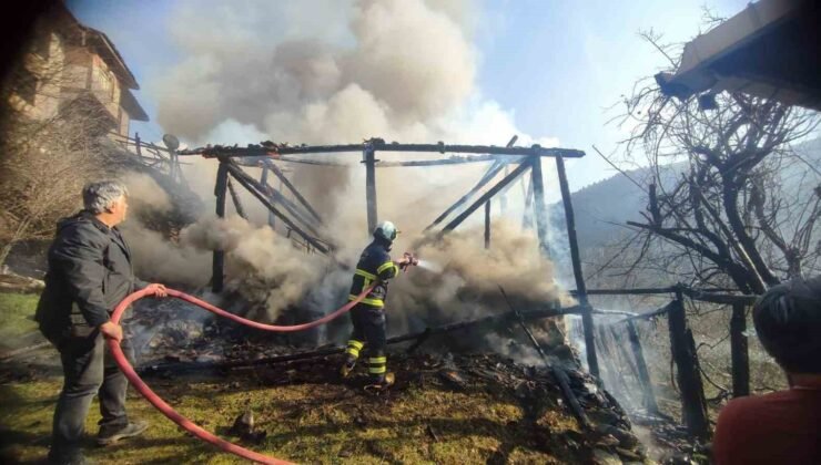 Kastamonu’da çıkan yangında samanlık kullanılamaz hale geldi
