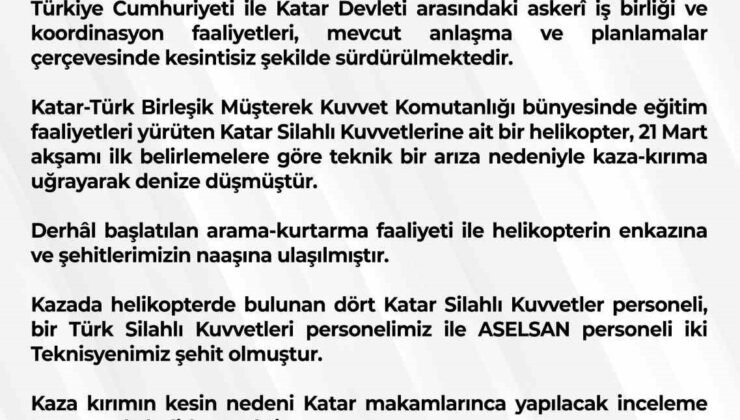 Katar’da askeri helikopter kazası: 3 Türk personel şehit