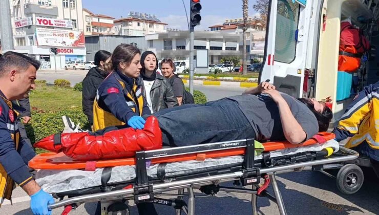Kavşaktan dönmeye çalışırken motosikleti devirdi: 1 yaralı