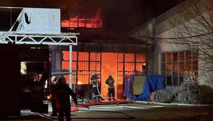 Kayseri’de mobilya atölyesi alevlere teslim oldu