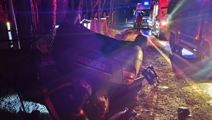 Keşan’da takla atan otomobilde 5 kişi yaralandı