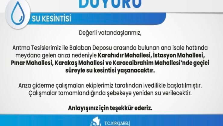 Kırklareli’nde su kesintisi Ramazan’da vatandaşları mağdur etti