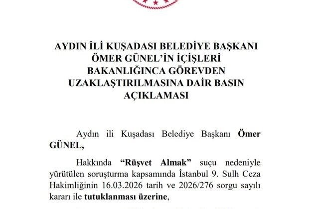 Kuşadası Belediye Başkanı Ömer Günel görevden uzaklaştırıldı