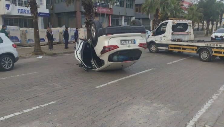 Marmaris’te otomobil takla attı: 2 kişi hafif yaralandı