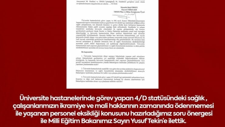 MHP’li Ersoy, üniversite hastanelerindeki mali sorunları TBMM gündemine taşıdı