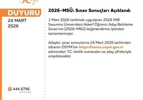 MSÜ sonuçları açıklandı