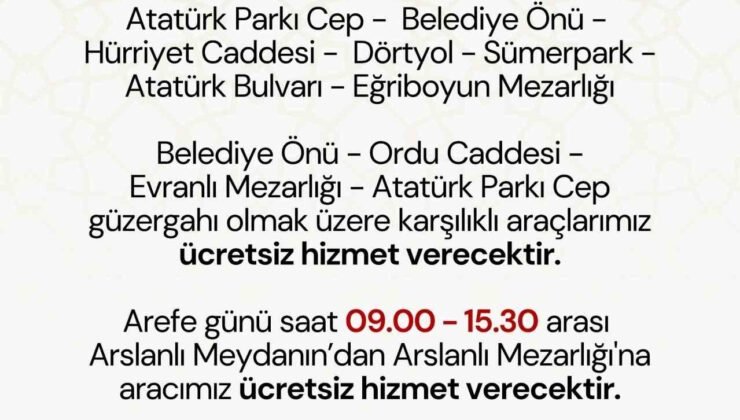 Nazilli’de Ramazan Bayramı öncesi mezarlıklara ücretsiz servis hizmeti