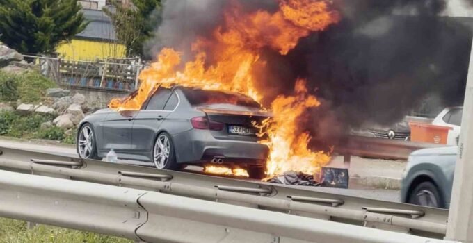Ordu’da lüks otomobil alevlere teslim oldu