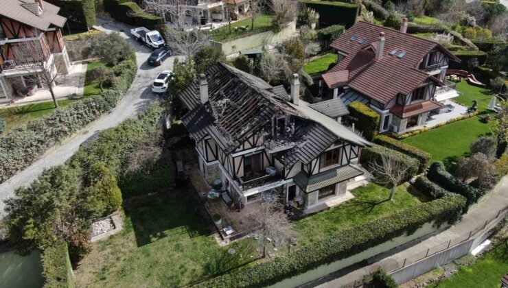 Oyuncu Aslıhan Karalar ölümden döndü: Lüks villadaki yangın havadan görüntülendi