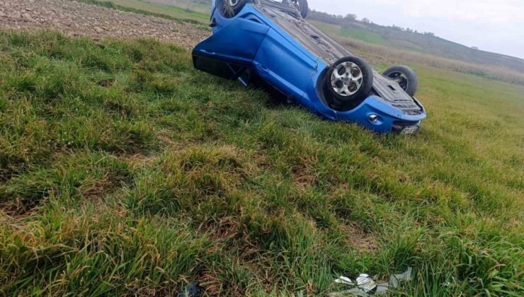 Pehlivanköy’de taralaya uçan otomobilin sürücüsü yaralandı