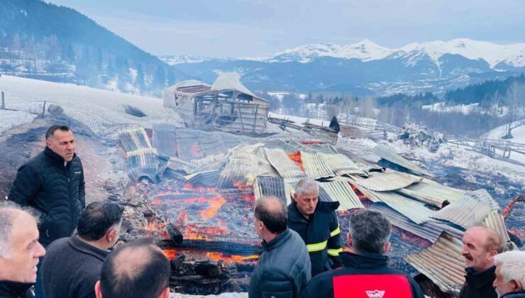 Şavşat’ta yangın: 1 ev, 2 ahır ve 2 ambar kül oldu