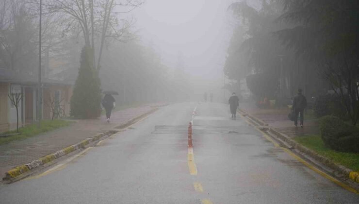 Sis ve yağmur etkili oldu: Kampüste görüş azaldı