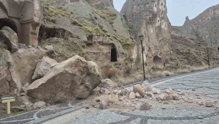 Soğanlı Vadisi’nde kaya koptu bölgede güvenlik önlemleri artırıldı