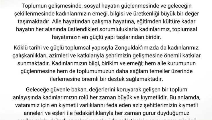 Vali Osman Hacıbektaşoğlu’ndan 8 Mart mesajı: “Kadınlarımız toplumsal hayatın en güçlü yapı taşlarıdır”