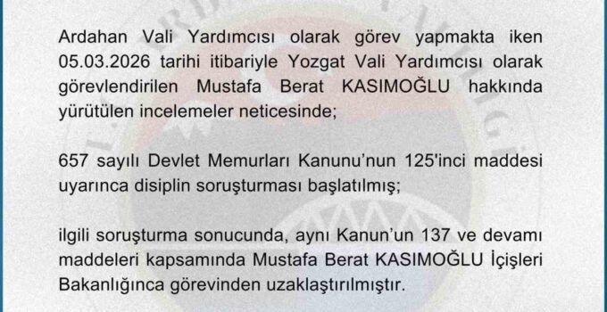 Vali yardımcısı görevden uzaklaştırıldı