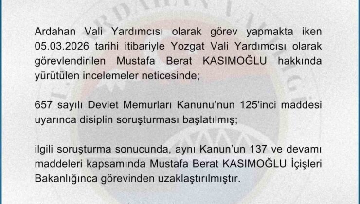 Vali yardımcısı görevden uzaklaştırıldı